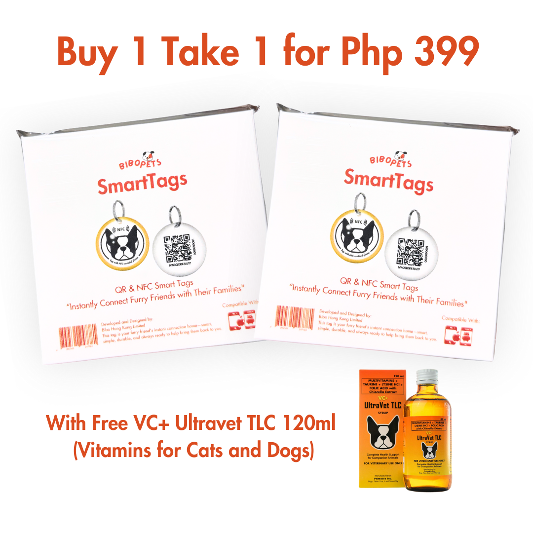Bibo Pets Smart Tags - NFC & QR Code Smart Pet ID (Buy 1 Take 1 Promo) with Free Ultravet TLC