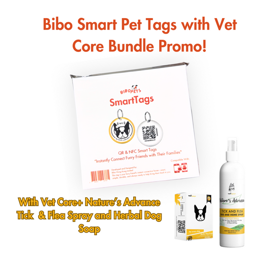 Bibo Pets Smart Pet Tags with Vet Core Tick&Flea Bundle Promo!